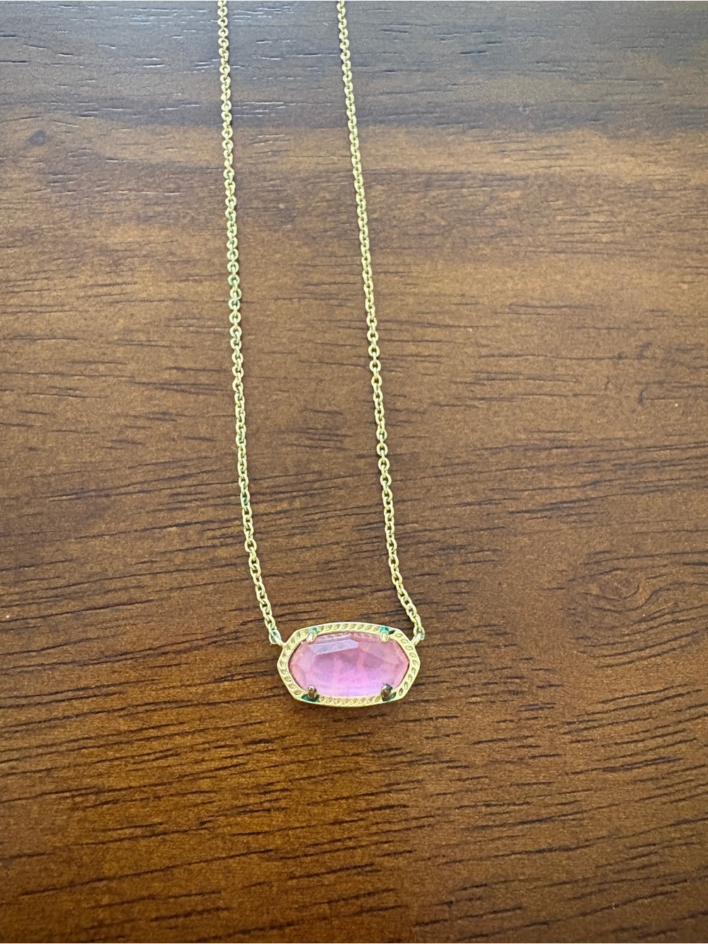 Kendra Scott Gold Necklace with Pink Oval Pendant - Picture 2 of 3